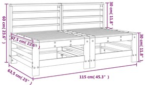 Sofás de centro para jardim 2 pcs madeira pinho maciça cinzento