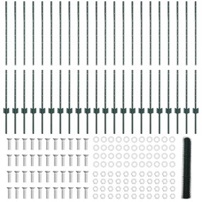 Posts de Cerca vidaXL 11 pcs U-Channel Verde 120 cm Aço