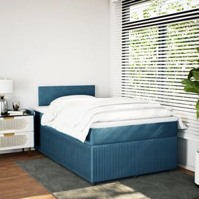 Cama boxspring com colchão 120x190 cm veludo azul