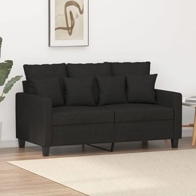 vidaXL Sofá de 2 lugares tecido 120 cm preto