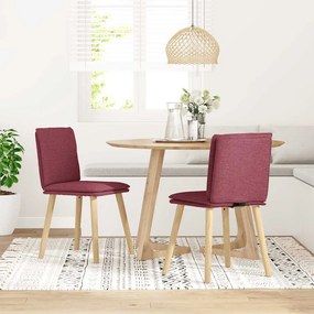 Cadeiras de jantar 2 pcs tecido vermelho tinto