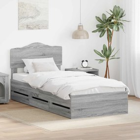 vidaXL Estrutura da Cama com gaveta Cinza Sonoma 100 x 200 cm