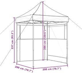 Tenda p/ festas pop-up dobrável c/ 2 paredes cinza-acastanhado