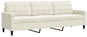 3 pcs conjunto de sofás com almofadões e rolos veludo creme