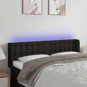 Cabeceira de cama c/ luzes LED tecido 147x16x78/88 cm preto