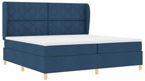 Cama Box Spring vidaXL com Colchão - Azul, 200x200 cm, Tecido