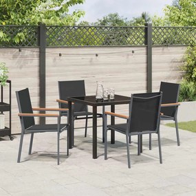 Conjunto de Jantar de Jardim com 5 peças - Preto, Textilene e Aço