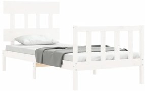 Estrutura cama de solteiro c/ cabeceira madeira maciça branco