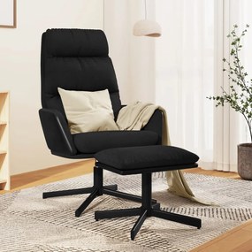 vidaXL Cadeira de descanso com banco tecido preto