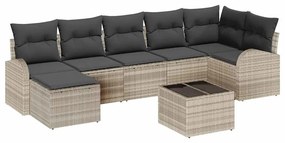 Sofá de Jardim 8 Peças com Almofadas Cinza em Rattan