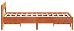 Cama sem colchão 140x190 cm pinho maciço castanho-mel
