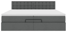 Estrutura de cama otomana com colchões tecido cinzento escuro