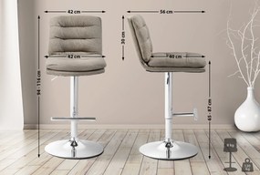 Banco de bar Damar em tecido com estrutura cromada 94-116 x 42 x 56 cm Castanho acinzentado