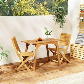3 pcs conjunto de jantar para jardim madeira de acácia maciça