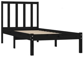 Estrutura de cama pequena solteiro 75x190 cm pinho maciço preto
