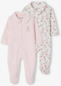 Lote de 2 babygrows VERTBAUDET para bebé rosa-pálido