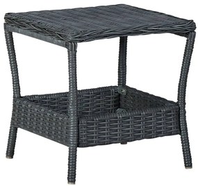 3 pcs conj. lounge jardim c/ almofadões vime PE cinzento-escuro