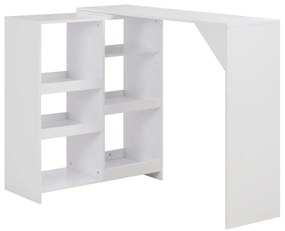 Mesa de bar com prateleira movível branco 138x39x110 cm