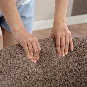 Poltrona de Sala de Estar Estofada em Borreguito Poltrona de Leitura  Moderna com Encosto Curvo 70x64x71 cm Castanho