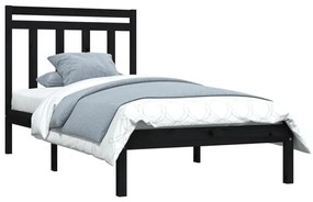 Estrutura cama pequena solteiro 75x190 cm madeira maciça preto