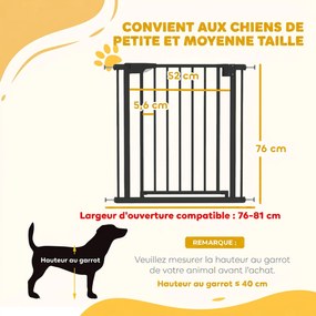 Barreira de Segurança para Cães e Bebés, 70 x 3 x 76 cm, Fixação por Pressão sem Perfuração, Preta