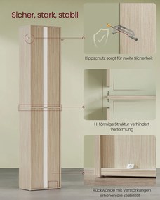 Estante de 6 prateleiras 24 x 40 x 178,5 cm bege natural