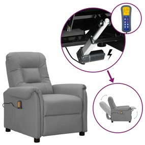 vidaXL Poltrona de massagens elevatória couro artificial cinzento