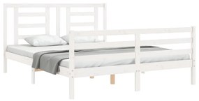 Estrutura de cama King Size com cabeceira madeira maciça branco