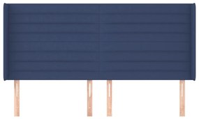 Cabeceira de cama c/ abas tecido 183x16x118/128 cm azul