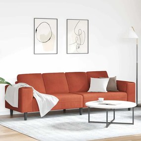 vidaXL Sofá Laranja Vermelho 250 x 77 x 76 cm Tecido de Veludo Cotele