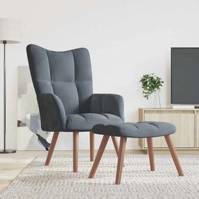 vidaXL Cadeira de descanso com banco veludo cinzento-escuro