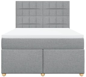 Cama com molas/colchão 140x200 cm tecido cinzento-claro