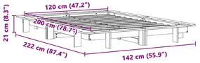 Cama sem colchão 120x200 cm madeira de pinho maciça branco