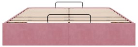 Estrutura de cama otomana sem colchão 140x190 cm veludo rosa