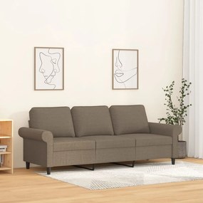 Sofá de 3 lugares tecido 180 cm cinzento-acastanhado