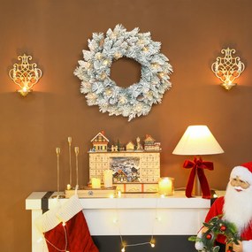 Grinalda de Natal Luminosa, 60 x 60 x 8 cm, 35 LED Branco Quente, Verde