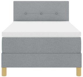 Cama Box Spring com Colchão Cinza Claro 90x200 cm Tecido