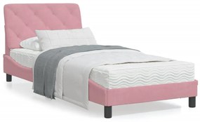 Estrutura de cama c/ luzes LED 80x200 cm veludo rosa