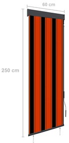 Estore de rolo para exterior 60x250 cm laranja e castanho