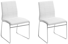 Conjunto de 2 cadeiras em aço inoxidável e pele branca KIRON Beliani