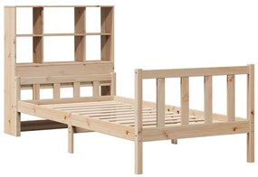 Cama com estante sem colchão 100x200 cm pinho maciço