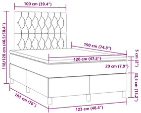Cama boxspring com colchão 120x190 cm veludo cinzento-escuro