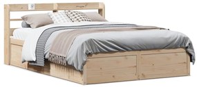 Estrutura de cama com cabeceira 160x200 cm pinho maciço