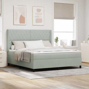 Cama de Box Spring vidaXL com Colchão e Luz LED Cinza Claro 180x200 cm Veludo