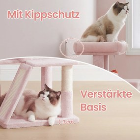 Arranhador para gatos com grande plataforma com caverna e cesto suspenso 48,1 x 48,1 x 96,1 cm rosa pastel