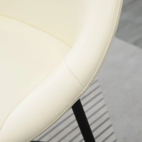 HOMCOM Conjunto de 2 Bancos Altos de Cozinha Estofados em PU Bancos de Bar com Base Antiderrapante e Apoio para os Pés Estilo Moderno Carga Máxima 120kg 54x48,5x96cm Creme