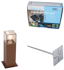 Candeeiro de exterior 30 cm castanho ferrugem com estaca de terra e prensa-cabos - Denmark Industrial