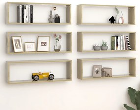 vidaXL Estantes parede forma de cubo 6pcs contr. 80x15x26,5 cm sonoma
