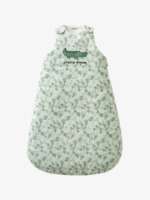 Oferta do IVA - Saco de bebé sem mangas, Croco Mignon verde medio liso com motivo
