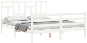 Estrutura de cama King Size com cabeceira madeira maciça branco